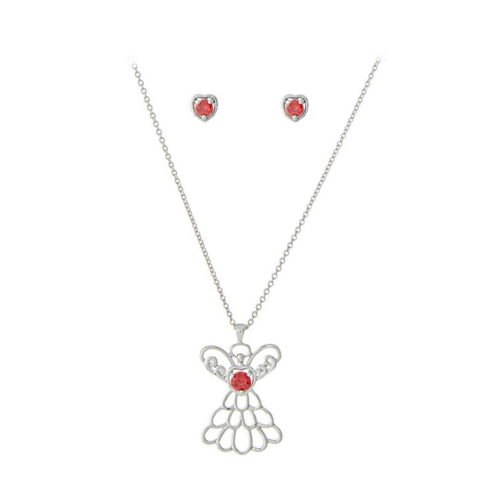 Sunflower Garden July Birthstone Angel Pendant, Necklace and Earrings Set